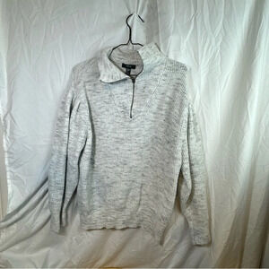 Women’s Aqua Heathered Grey Mock-Neck 1/4 Zip Sweater Comfort Casual Size Large